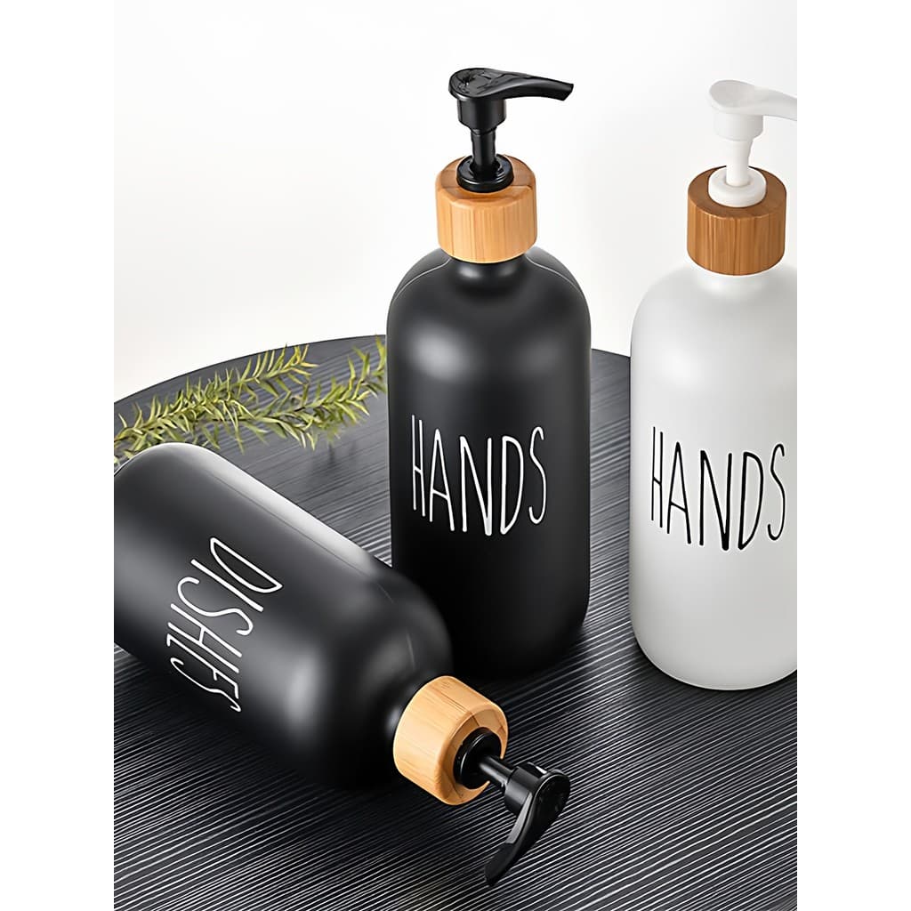 Novo simples preto branco conjunto de loção estilo moda criativo bens domésticos 500ml garrafa Shampoo vidro