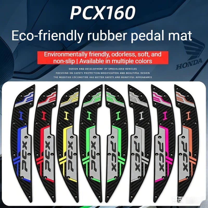 Tapete de Borracha Durável Compatível com Honda PCX160 – Pedal Antiderrapante 3D – 7 Cores (Esquerdo e Direito)