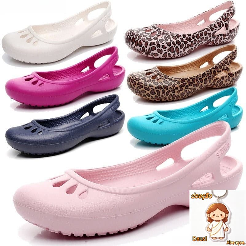 Sapatos de enfermeira, sandálias de salto plano, estudantes de praia de plástico, jardim Eva