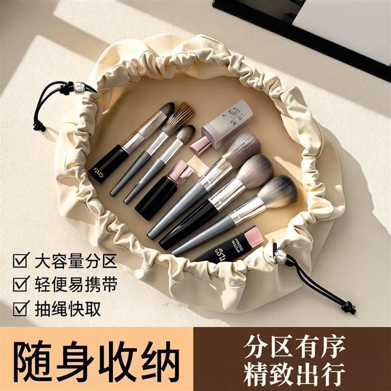 Bolsa cosmética feminina de grande capacidade, preguiçosa, portátil, cordão, luz, divisória de luxo, armazenamento de co