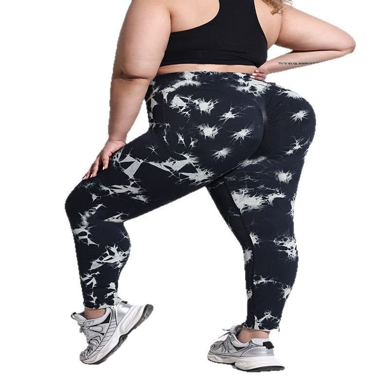 Tie-Dye calças de Yoga femininas cintura alta magro esportes Leggings pêssego nádegas correndo calças de compressão
