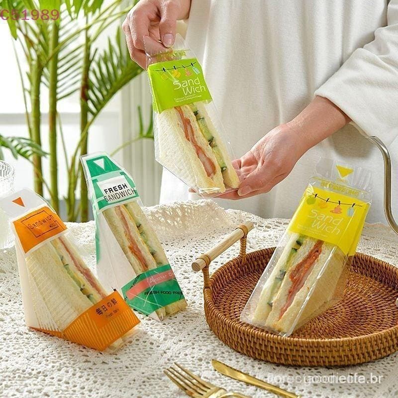 [kaan] 100 Peças De Embalagens De Sanduíche Descartáveis Especiais Fáceis De Rasgar Saco De Embalagem De Bolo Triangular