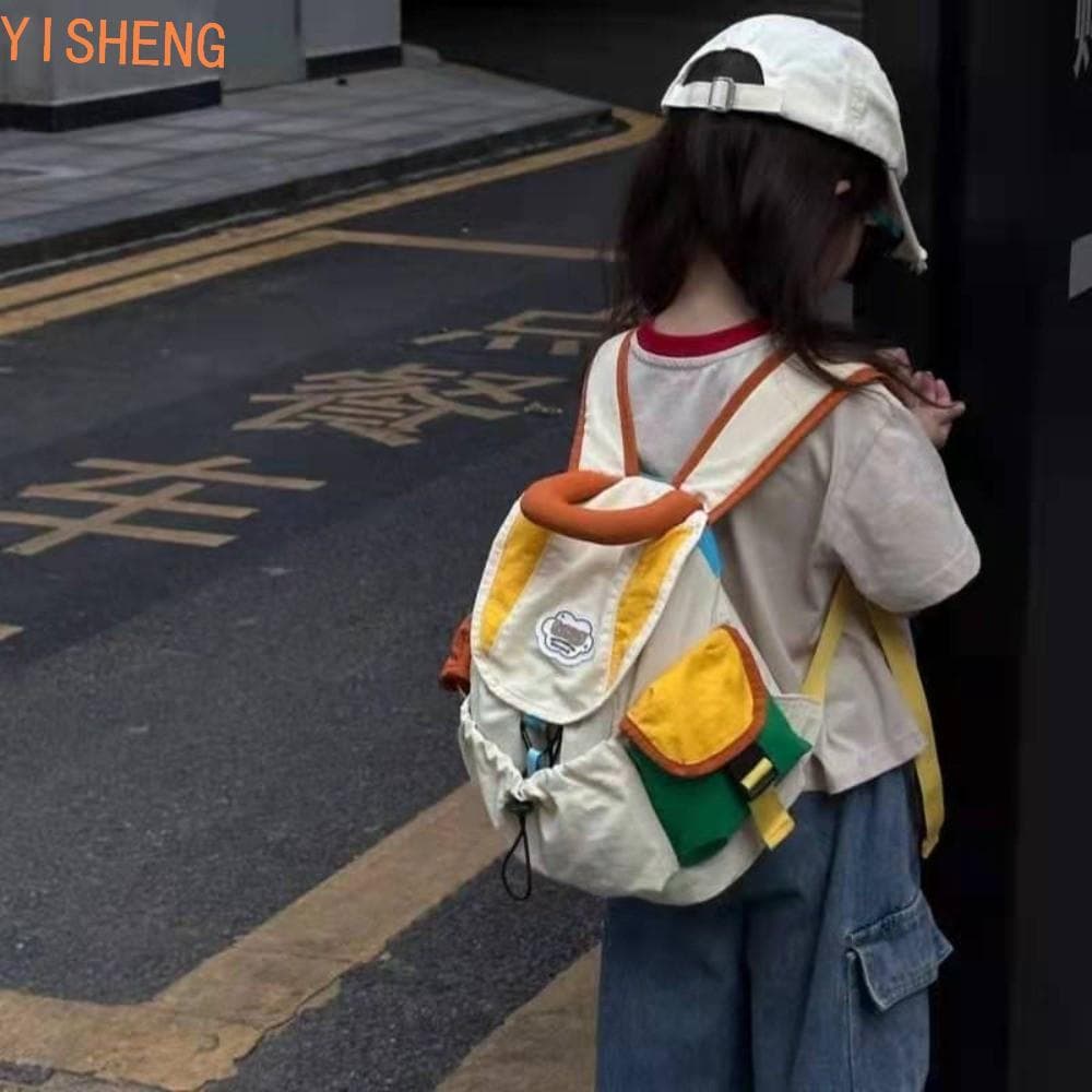Mochila de Cordão Estilo Coreano Pais e Filhos - Mochila de Nylon Impermeável Escolar e Passeio