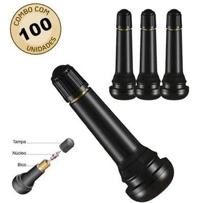 Kit com 100 Peças Bico Tr 414 Válvula Para Pneu Sem Câmara Passeio carro aro:13, 14, 15, 16, 17 e 18