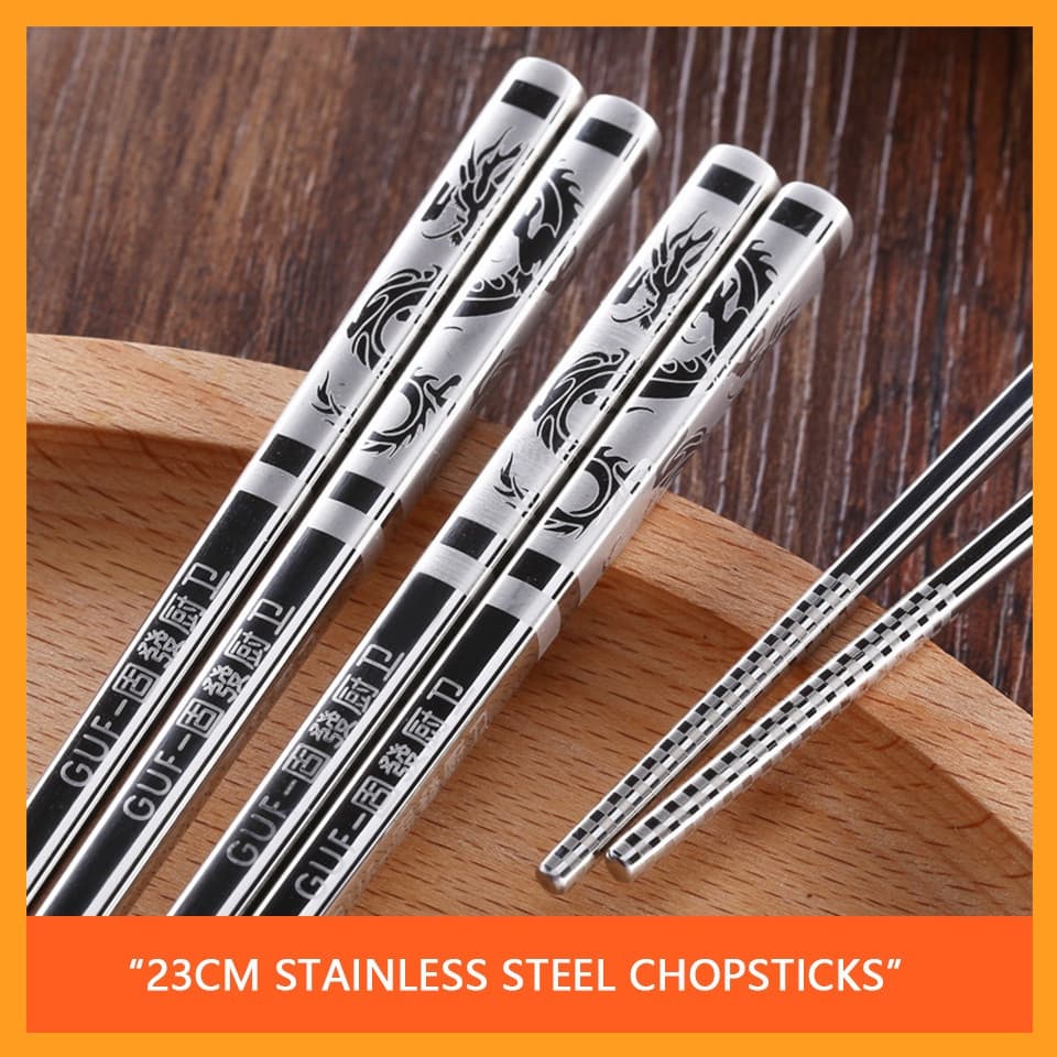 Talheres de Aço Inox-1 Par Talheres Hashi De Aço Inoxidável