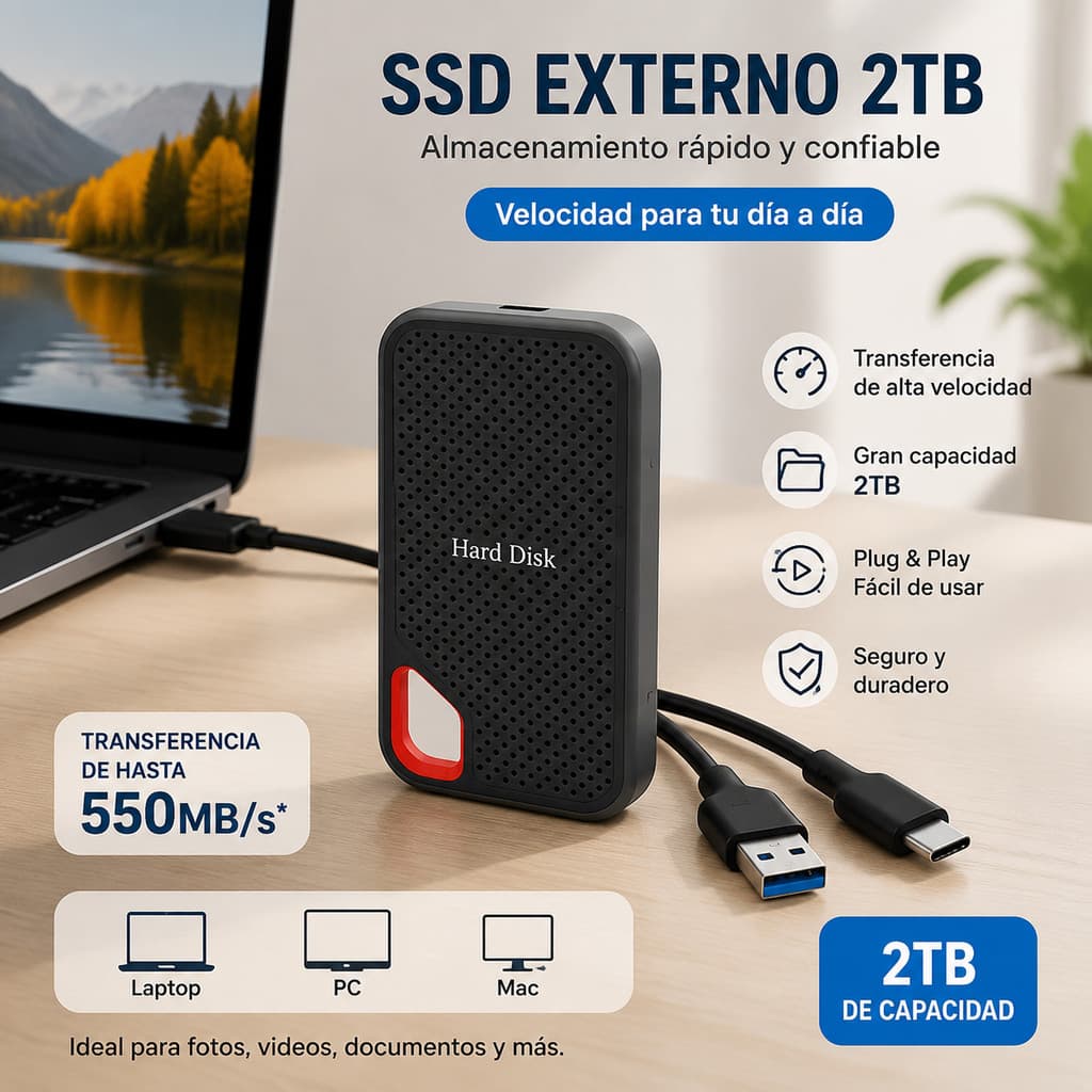 Novas Unidades SSD Externas Multifuncionais 2TB Disco De Estado Sólido De Alta Velocidade Armazenamento De Transferência