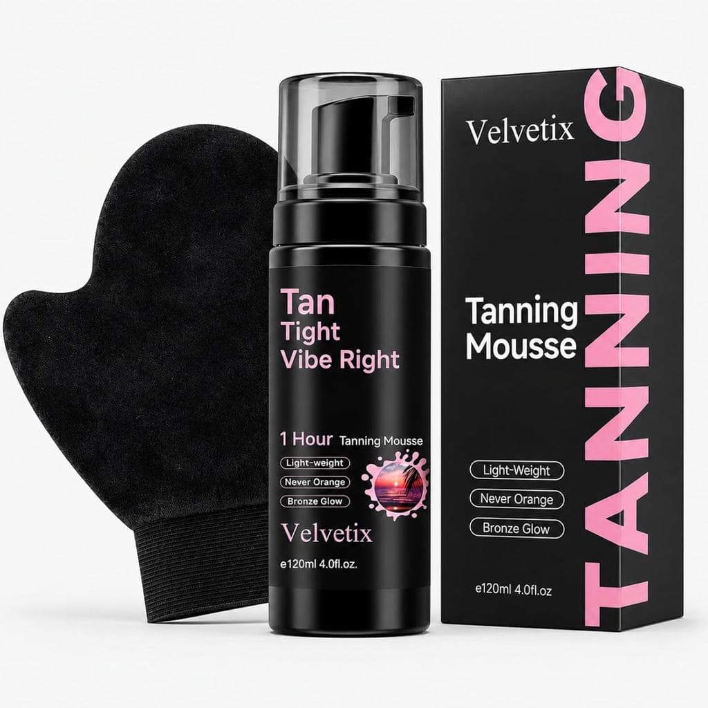 Kit de Mousse Autobronzeadora com Aplicador, Bronzeado Expresso em 1 Hora, 4 fl oz |   Mousse bronzeadora de secagem ráp