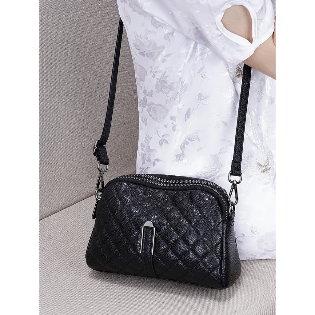 Mini bolsa mensageiro multicamadas com zíper, bolsa quadrada pequena com vários bolsos, bolsa Horizontal para celular, c