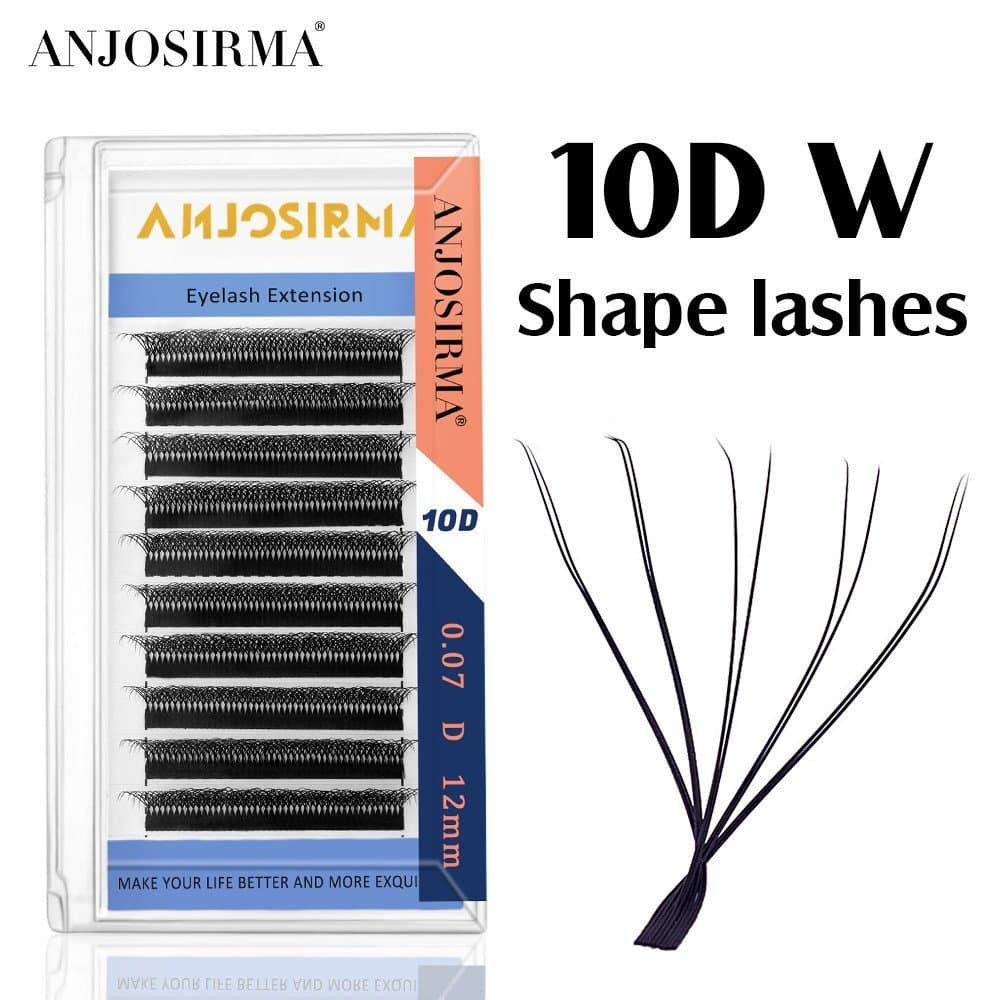 ANJOSIRMA Premium 10D W-Shape Individual Matte Black Mink Pestanas Falsas C D Curl Alta Qualidade Dupla Camada 5D Silk A