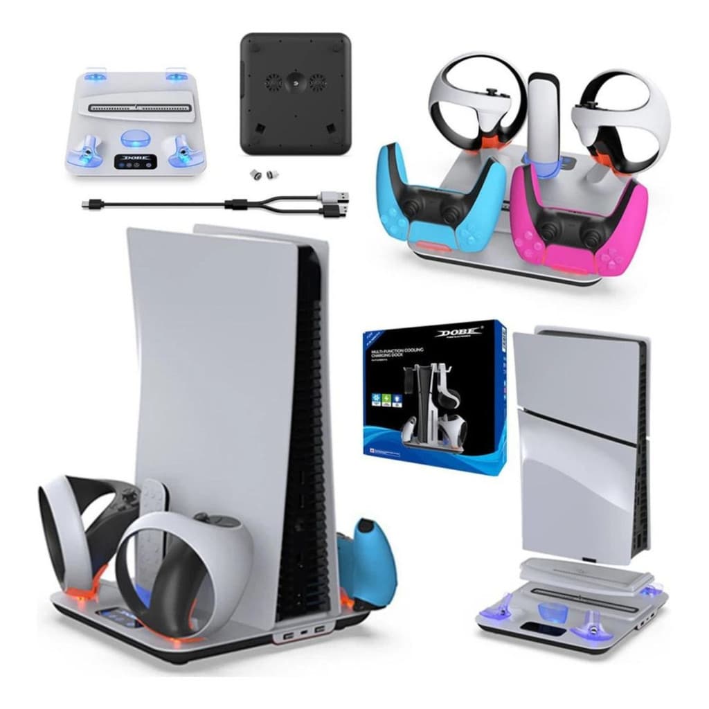Cooler Base Vertical Para Ps5/ps5 Slim Com Suporte Para Fone