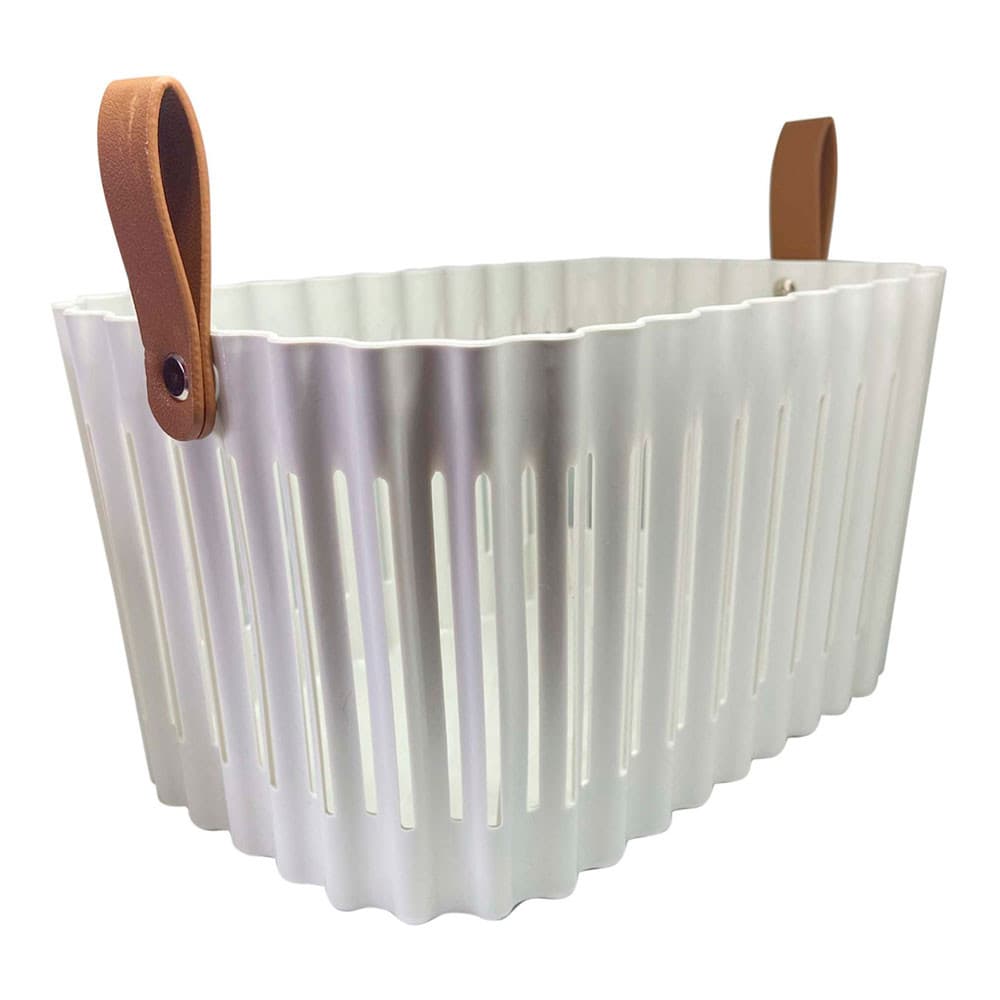 Cesta Organizadora Plástica Leather Hagers Branco Mai Home