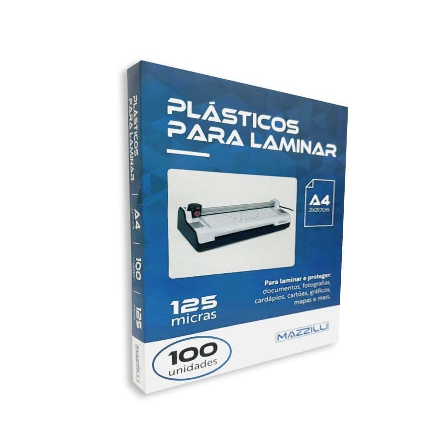 Plástico Polaseal para Plastificação A4 125 Micras 100 Unidades Alto Brilho Laminação Documentos