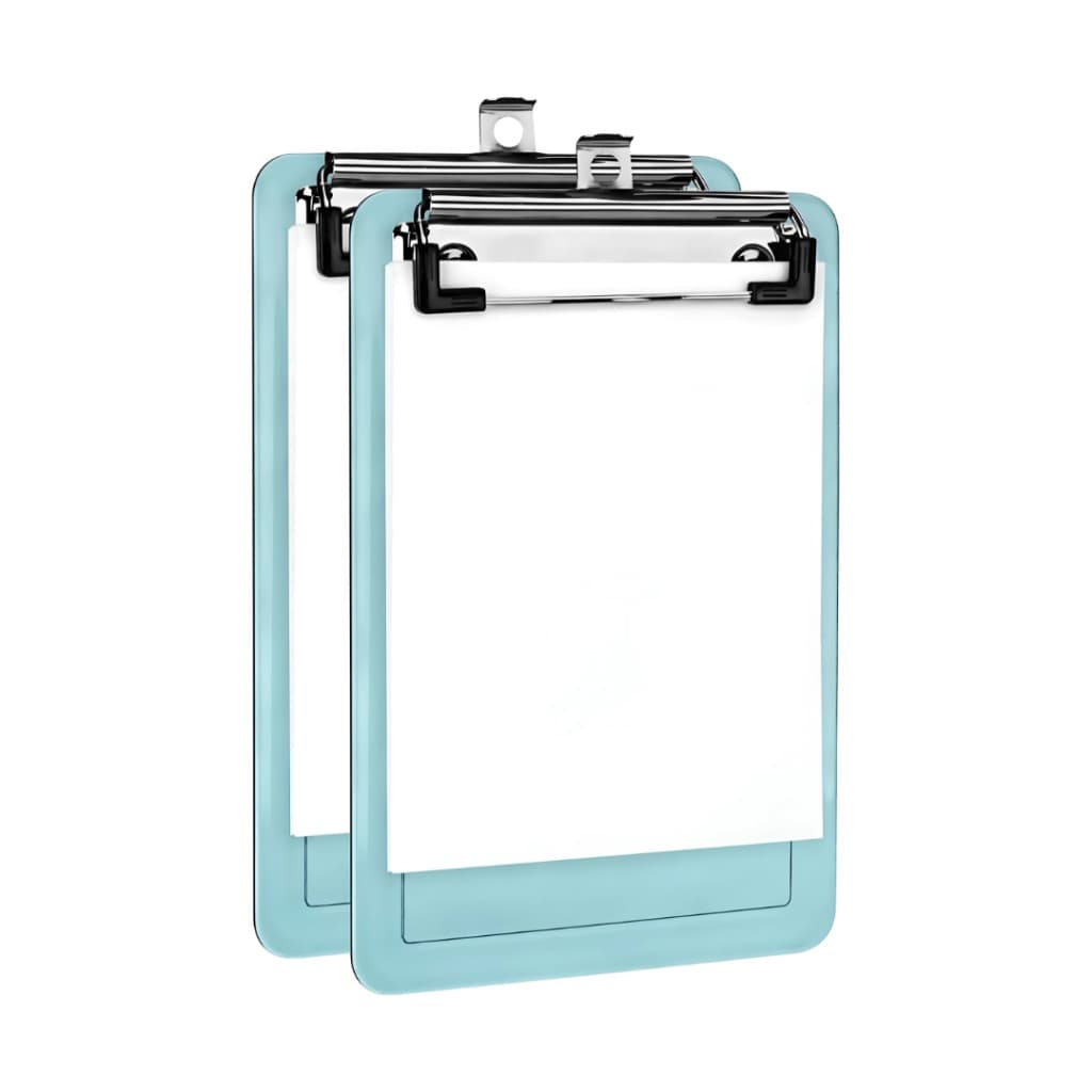 Mini Prancheta Slip Transparente 12x18,5cm com Prendedor Metálico Wire Clip A6 Kit 2 Unidades Acrimet 155 Verde Clear