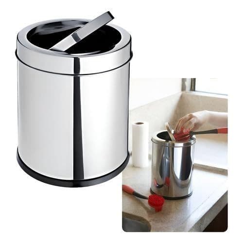 Lixeira Inox Tampa Giratória Basculante 12L 5L 3L Banheiro Cozinha Escritório Antiodor Resistente