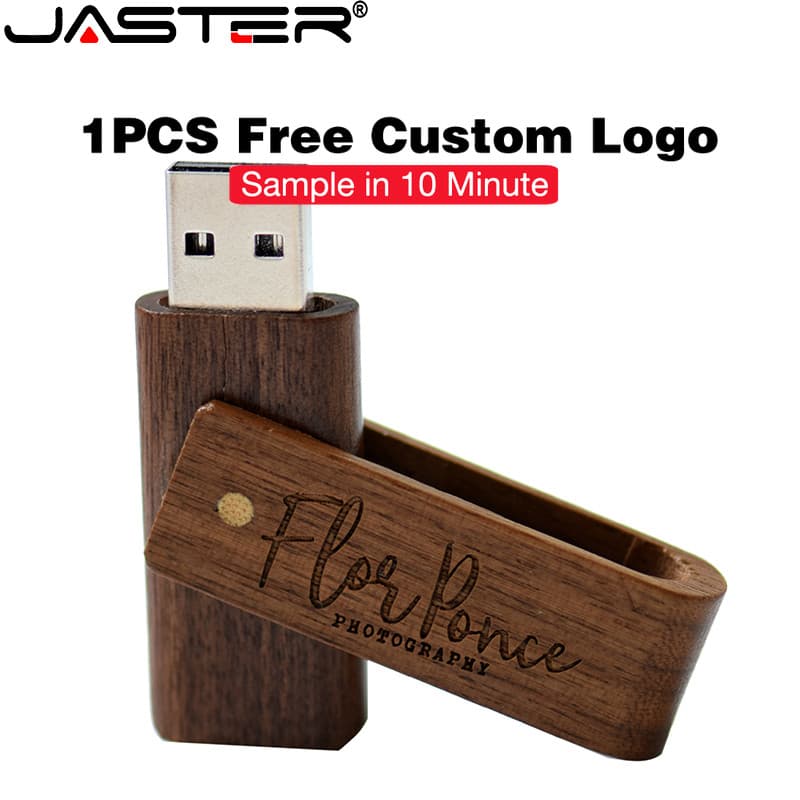 JASTER (Logotipo Personalizado Gratuito) Unidade flash USB 2.0 64GB Pendrives De Madeira 32GB Mini Pen drive 16GB Chavei
