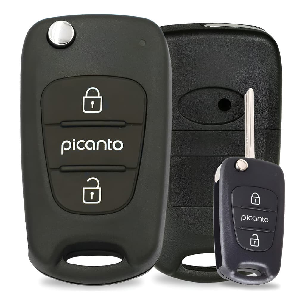Chave Canivete Kia Picanto 2011 A 2015 3 Bts Lâmina E Emblem