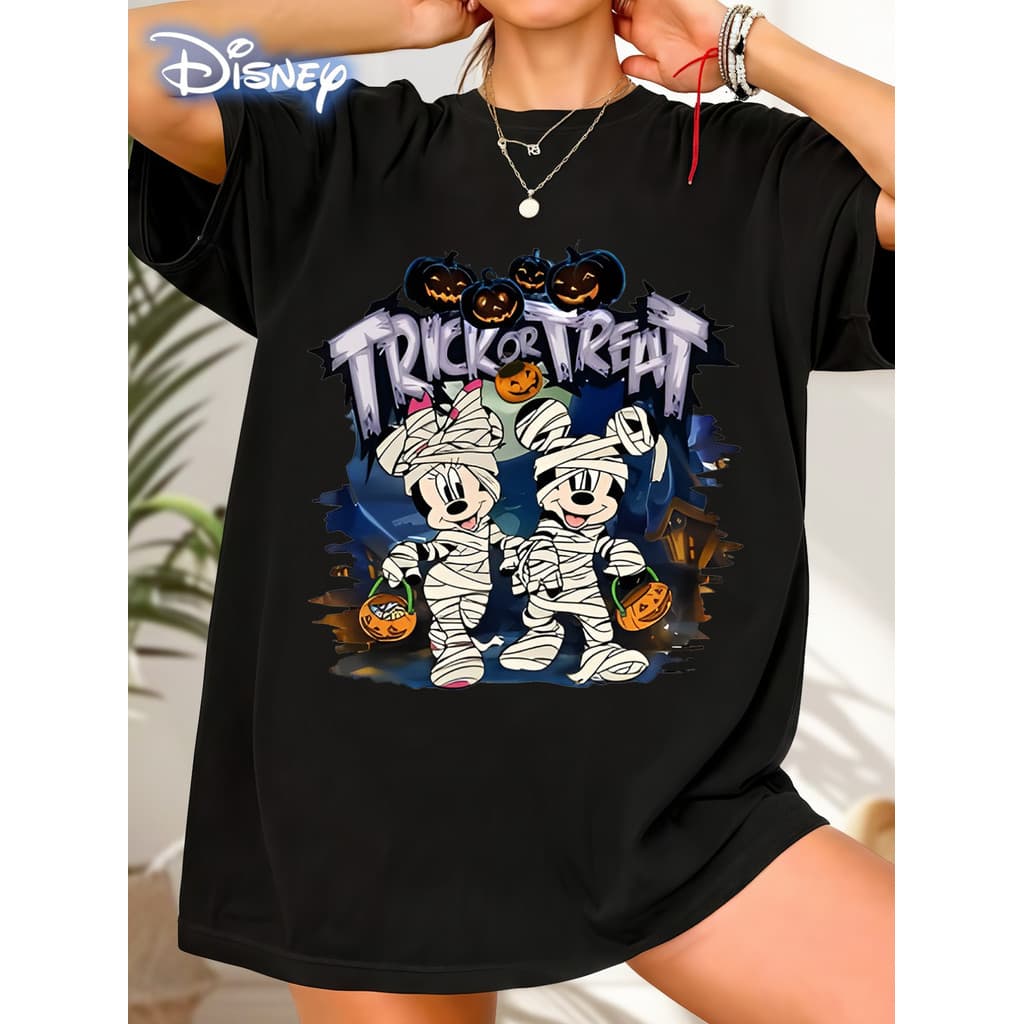 BR.Moonlight Camiseta Unissex Disney Mickey Minnie Mumificação Halloween 100% Algodão