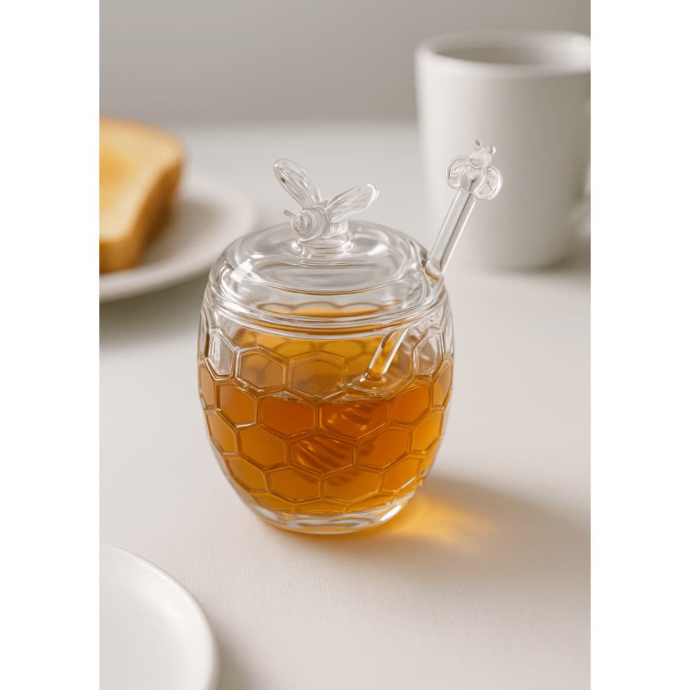 Meleira de Vidro Bee 250 ML pote elegante para mesa