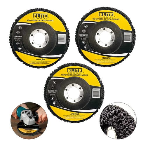 Kit 3 Discos Strip Removedor De Tinta Verniz 115mm Elite