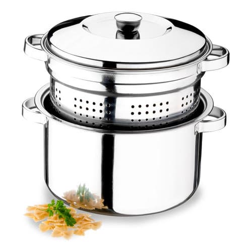 Espagueteira Inox Grande P/ Indução 26cm 6,5 Litros C/ Cesto