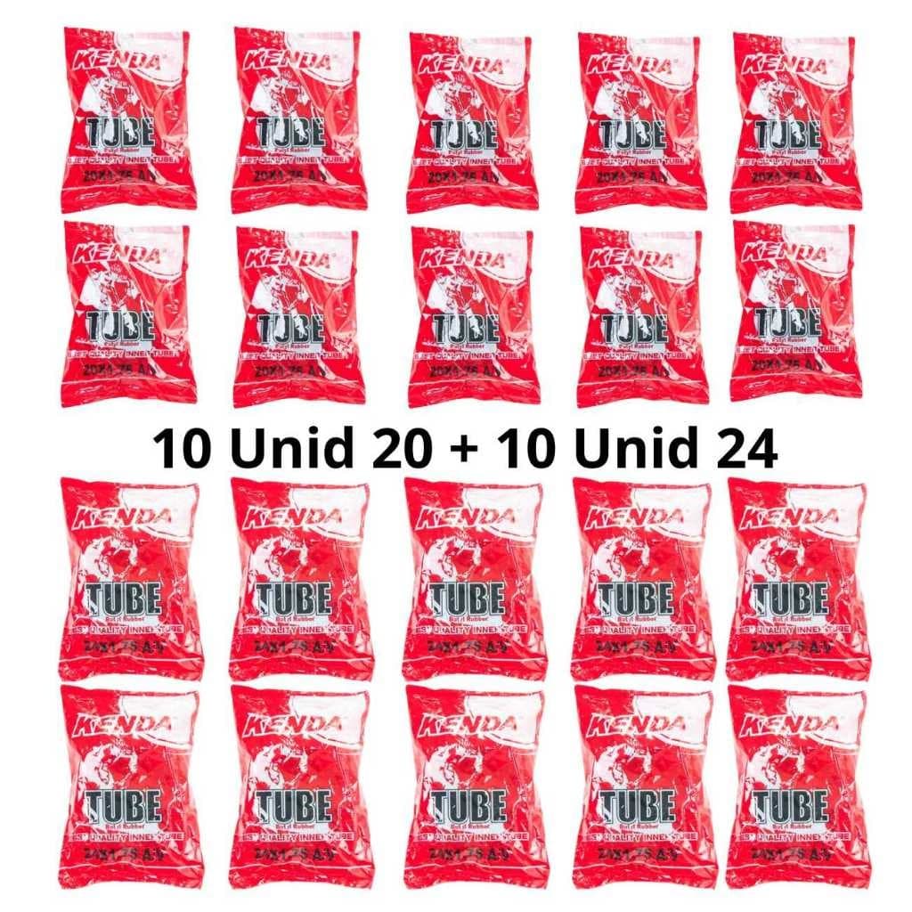 Kit com 10 unid Câmara 20 x 1,75 Kenda + 10 Unid Câmara 24 x 1,75 Kenda - Total 20 Peças