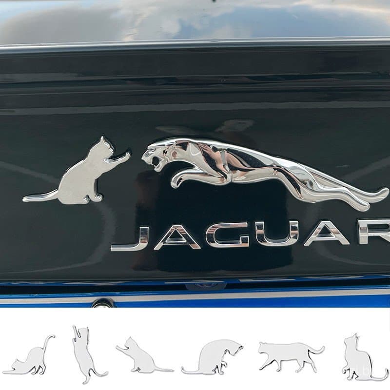 Adesivo de carro com cabeça de leopardo, decoração de emblema de cauda de Jaguar, adesivo de carro modificado em metal 3