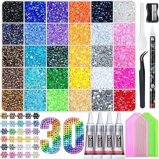 Kit De Strass De Gelatina De Resina De 40000 Unidades , Com Parte Traseira Plana De 30 Cores E 3 Mm 4 Peças De Cola Ferr