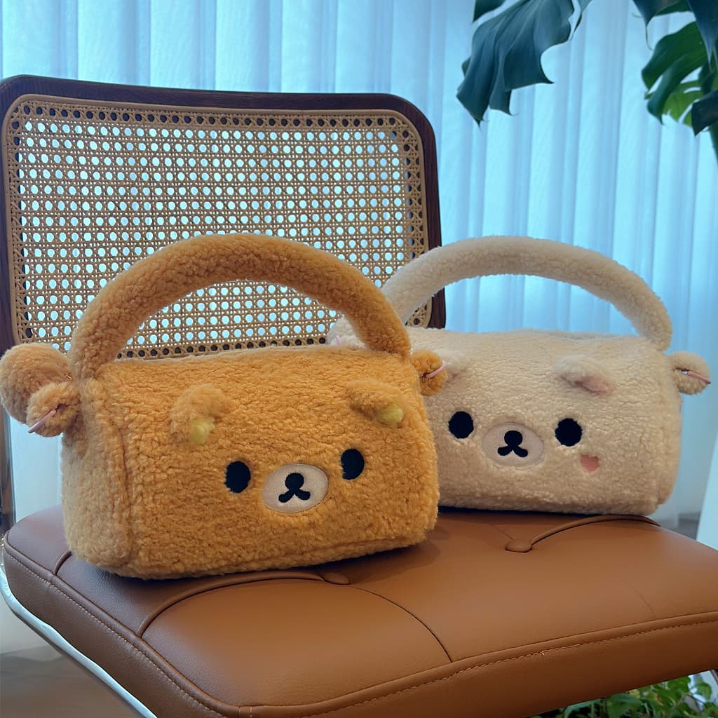 Rosa menina coração bonito pelúcia dos desenhos animados saco do mensageiro bolsa de compras portátil de pelúcia saco do