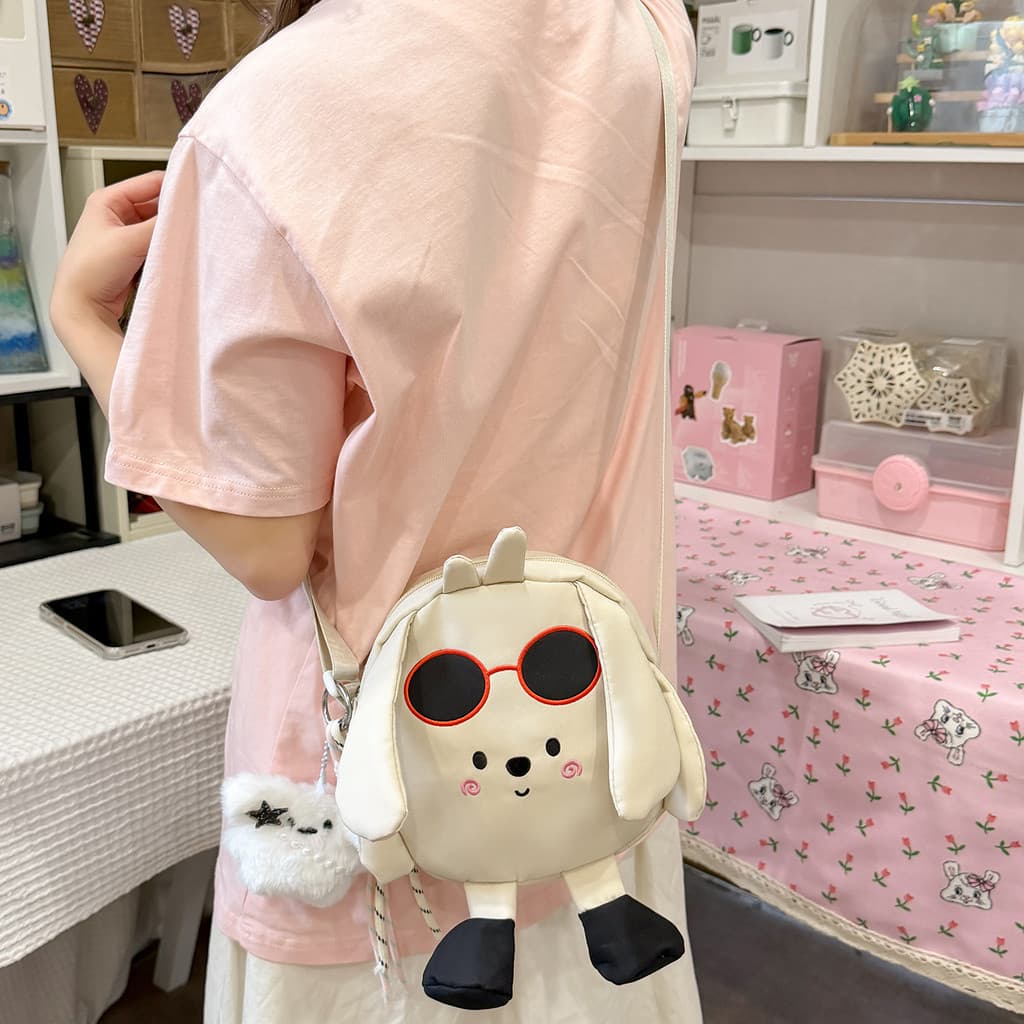 Crianças dos desenhos animados óculos de sol filhote de cachorro saco do mensageiro feminino bonito estilo feminino Mini