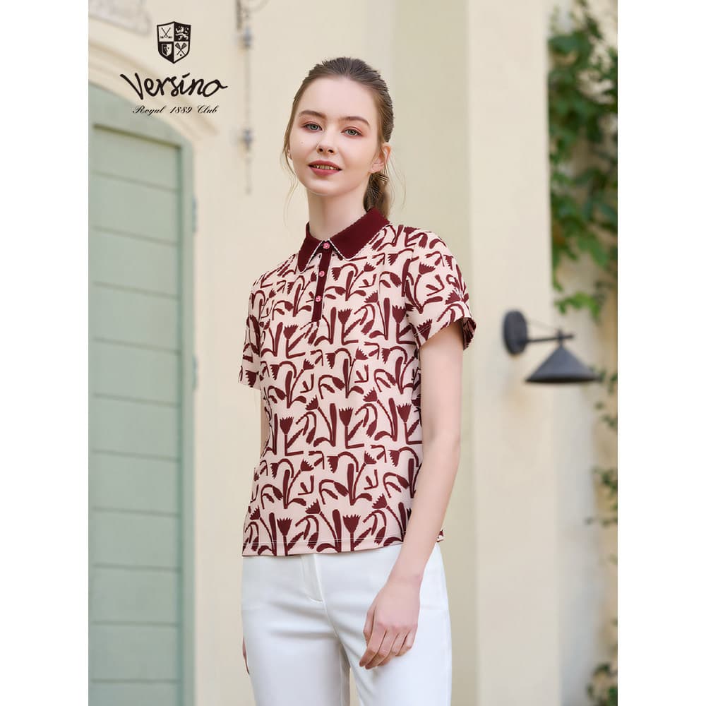 Versino versino verão de manga curta feminina Casual camiseta feminina Commuter redução de idade camisa POLO de manga cu