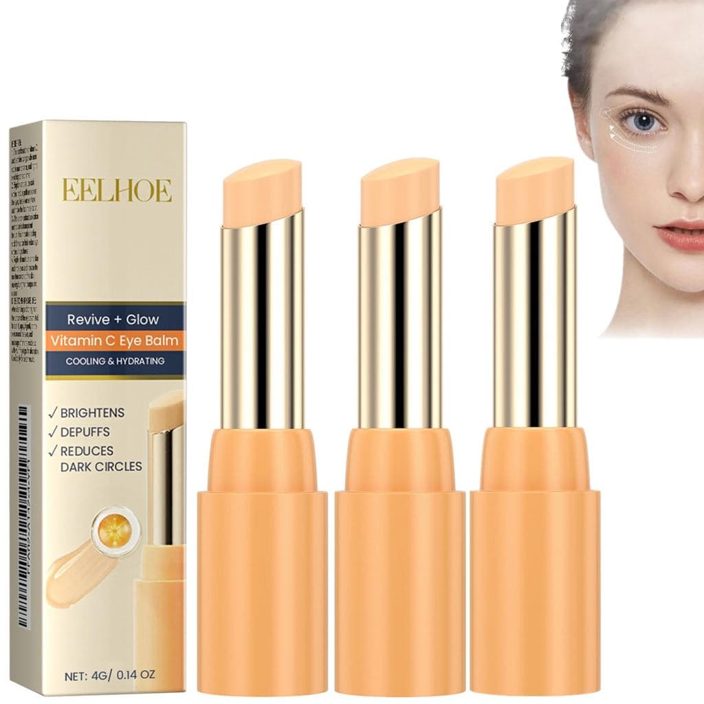LOYOTICE 3 Peças Bálsamo para Olhos Revive Glow com Vitamina C, Creme Hidratante para Olhos, Bastão de Bálsamo para Olho