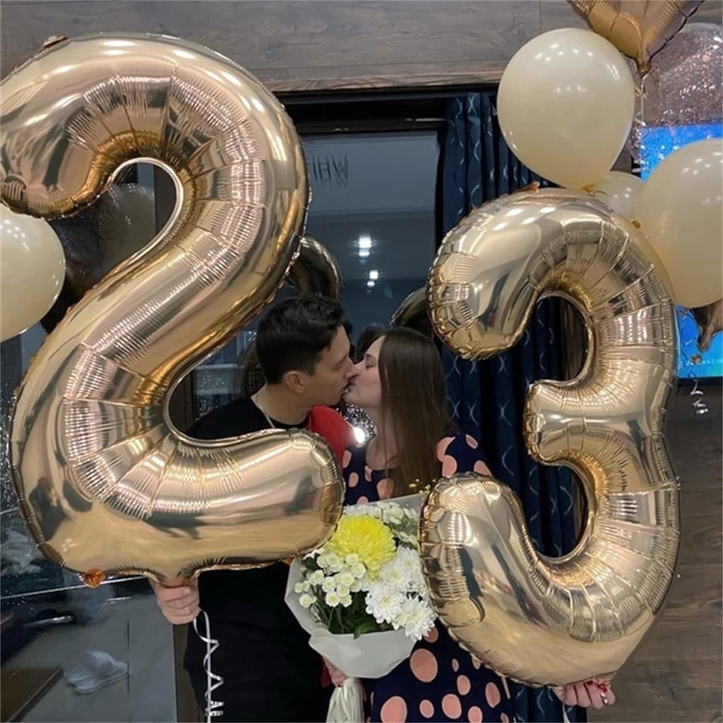 Balão De 40 Polegadas De Ouro Leve Número De Folha De Alumínio Grande Hélio Festa De Aniversário Decorações