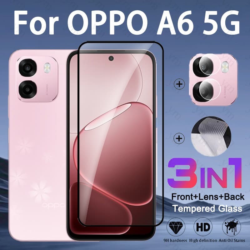 Protetor De Tela De Vidro Temperado 3 Em 1 OPPO A6 5G Para Reno 14 15 14F 15F A6K A6S A6X A6T Pro 4G 5G Filme De Fibra D