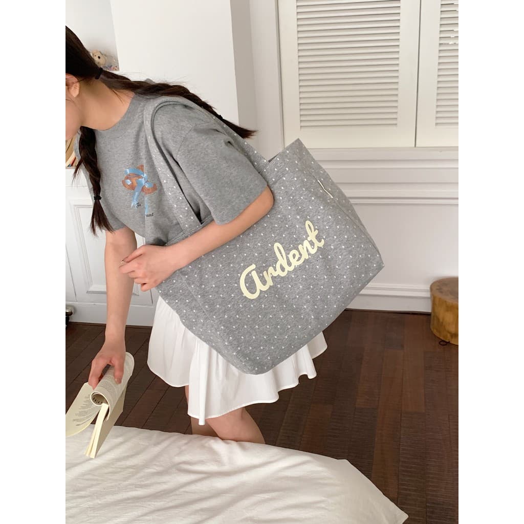 Carta Polka Dot lona sacola feminina grande capacidade estudante universitário classe saco ins coreano Casual preguiçoso