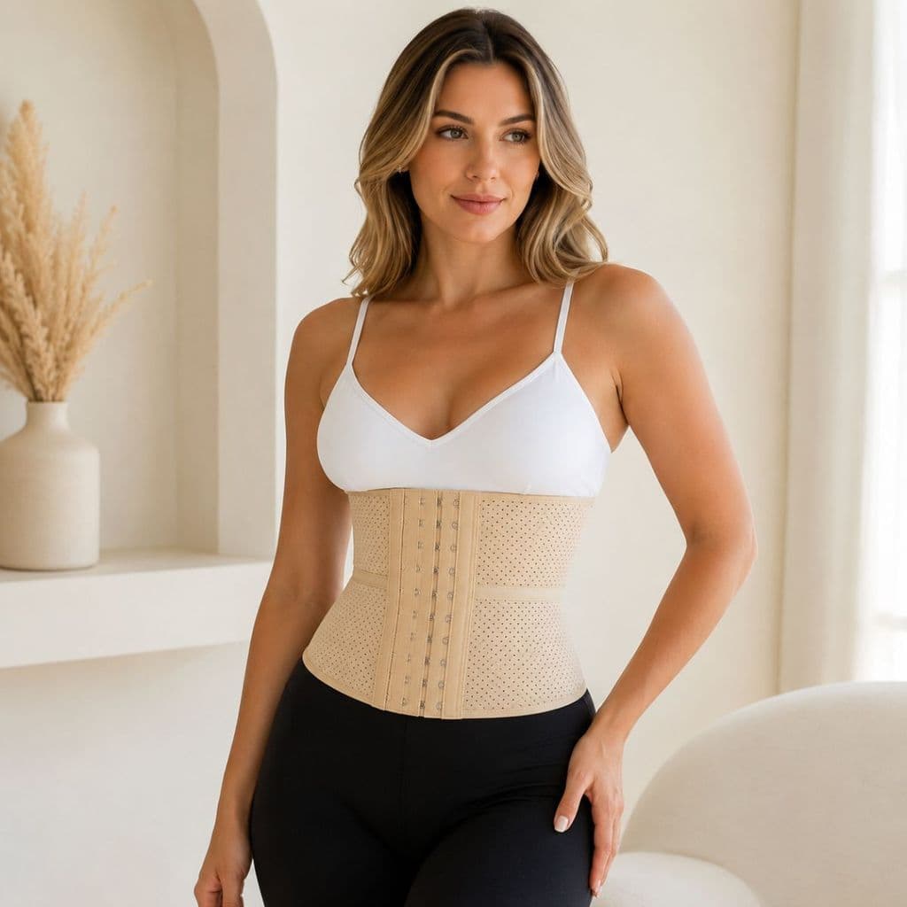 Cinta Modeladora Feminina Compressão Alta Respirável com Furos