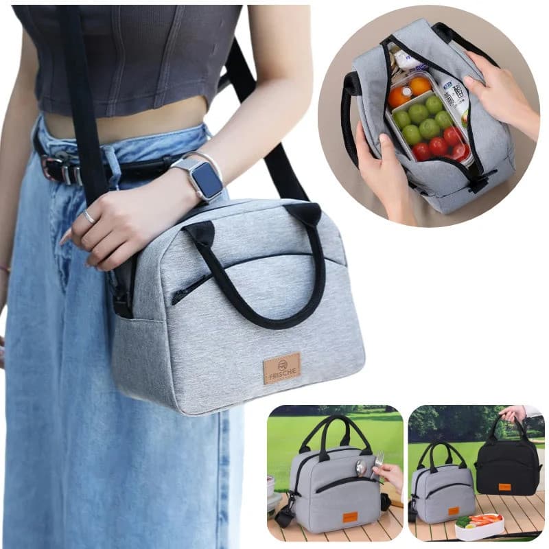 Bolsa Térmica Simples e Impermeável para Almoço, à de Óleo, Isolada, para Piqueniques, Caixa Bento, Camping ao Ar