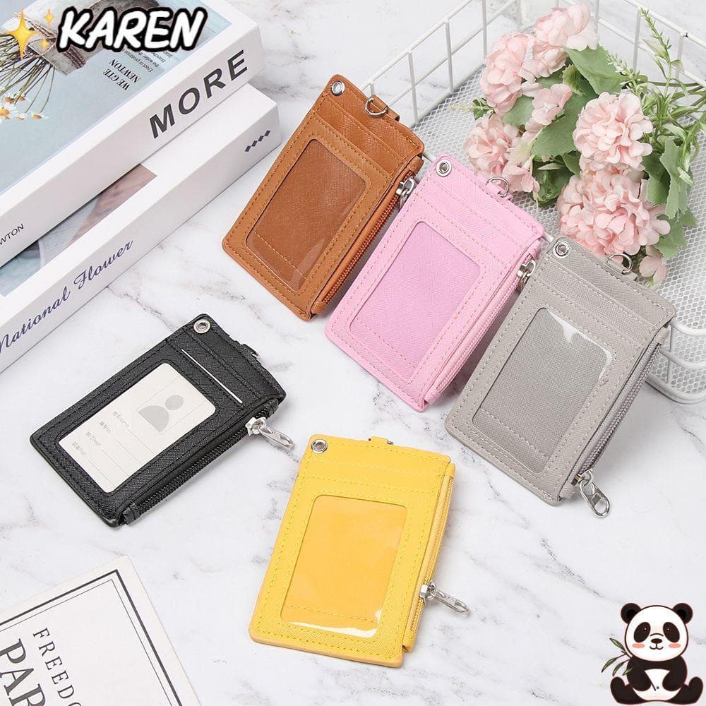 KAREN Coin Purse PU Couro Escritório Trabalho Cartões De Ônibus Capa Carteira