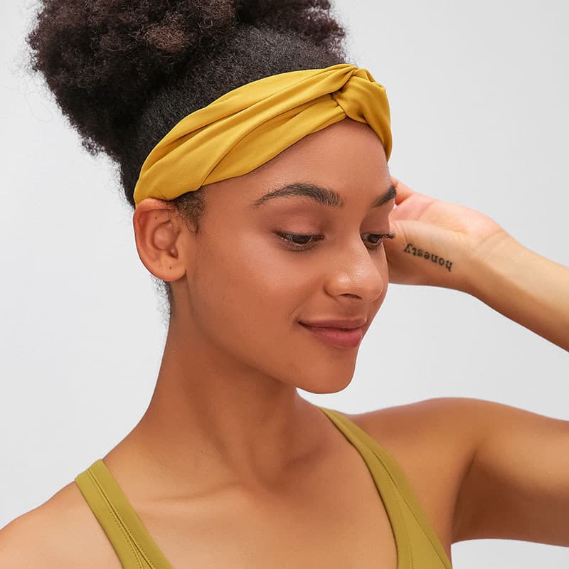 Comércio exterior tecido nu Yoga bandana elástico respirável suor-absorvente bandana moda laço de cabelo correndo esport