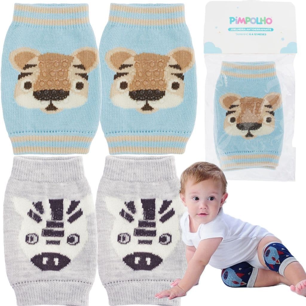 Joelheira Bebê Menino Engatinhar Antiderrapante Infantil Baby Proteção Joelho Azul 6 a 12 Meses# 0300754