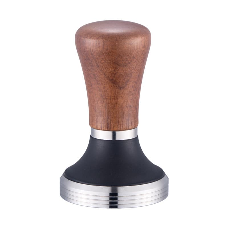 Prensa de café em aço inoxidável, martelo em pó, força fixa, haste de pó, 58/51mm, alça de sândalo vermelho, dispensador