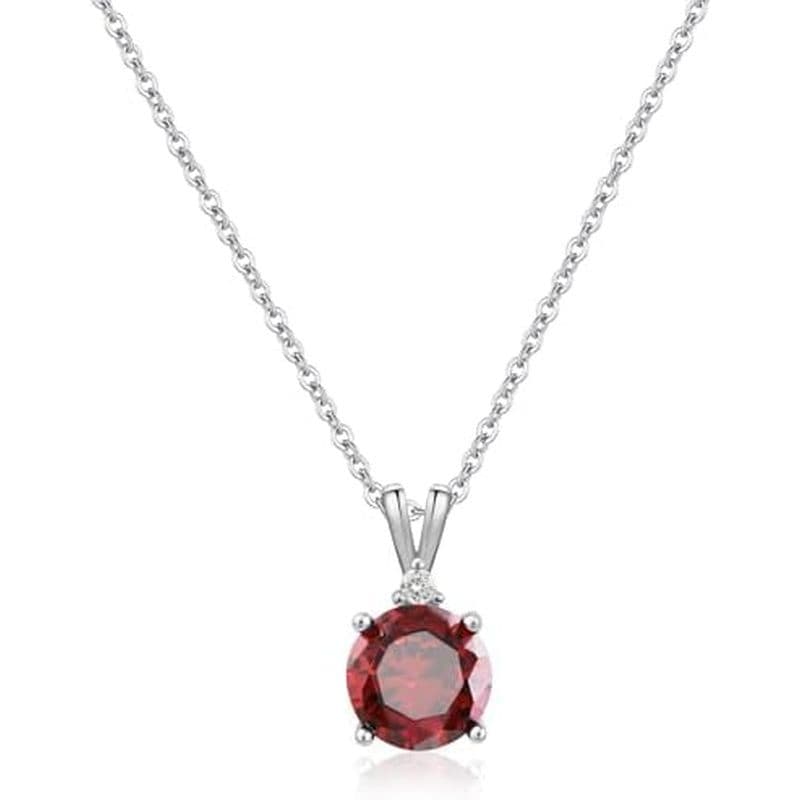 8mm Redondo Zircônia Cúbica Colar De Prata Esterlina Delicado Pedra De Aniversário Jóias Pingente Colares Para Mulher