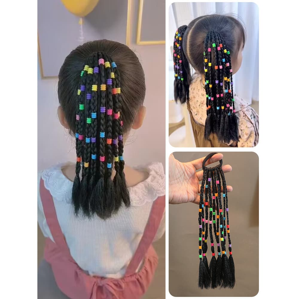 Meninas mão frisado peruca tranças corda de cabelo doce legal tranças sujas crianças perucas meninas cocar alto rabo de