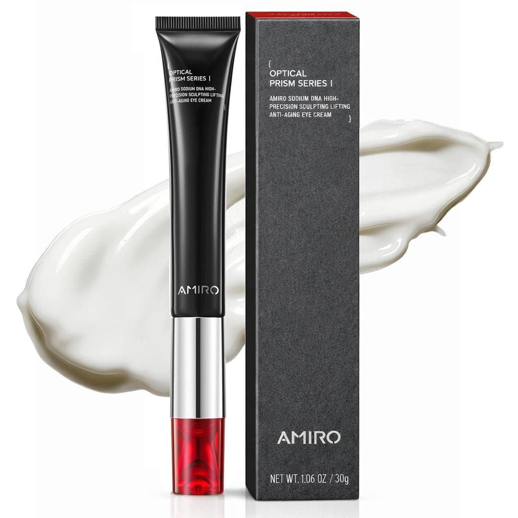 AMIRO 2 in 1 Red Light Eye Cream with Built-In Microcurrent Massager, PDRN Peptide Under Eye Treatment for Puffy, Tired-