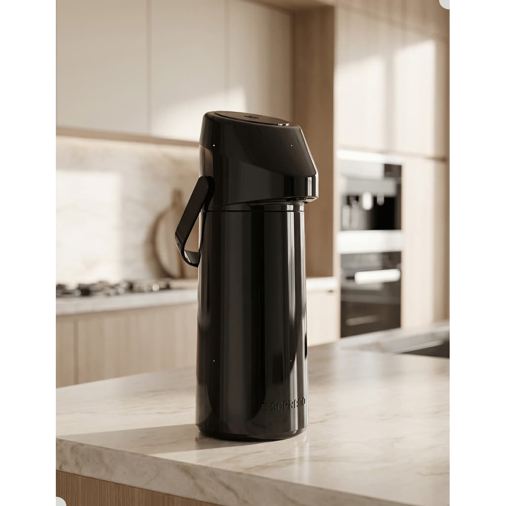 Garrafa Térmica Café Soprano Rubi 1L Preta Mesa Café Uso Diário Casa Escritório Leite