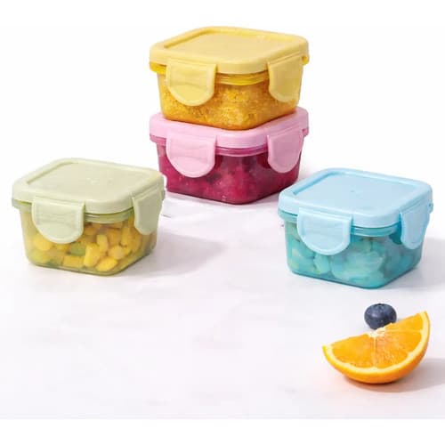 4 Mini Potes Frutas Papinha Grãos Lanche Com Travas Bolsa Multicolorido
