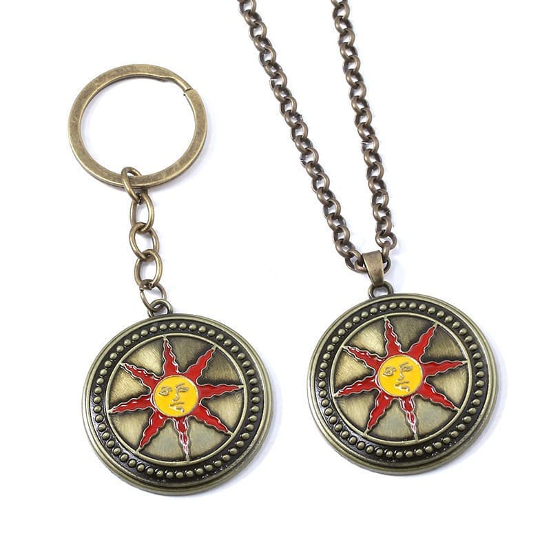 Almas Escuras 3 Sun Knight Desen Hados Animado Solar Leo Drop Necklace Chaveiro De Metal