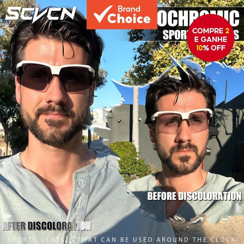 Sete tipos de óculos de sol fotocromáticos UV400 para condução, óculos esportivos masculinos para atividades ao ar livre