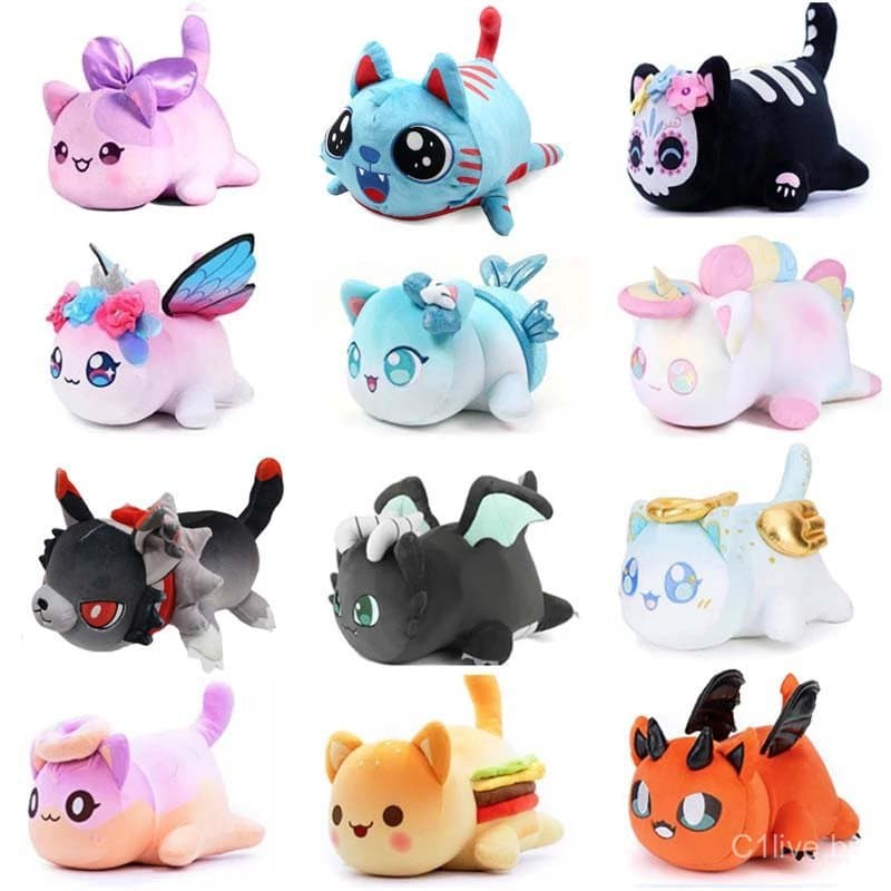 Brinquedo de Pelúcia Macio Aphmau Meows, Boneca de Pelúcia Gato Meemeow, Boneca de Pelúcia Fofa em Forma de Comida (Bata