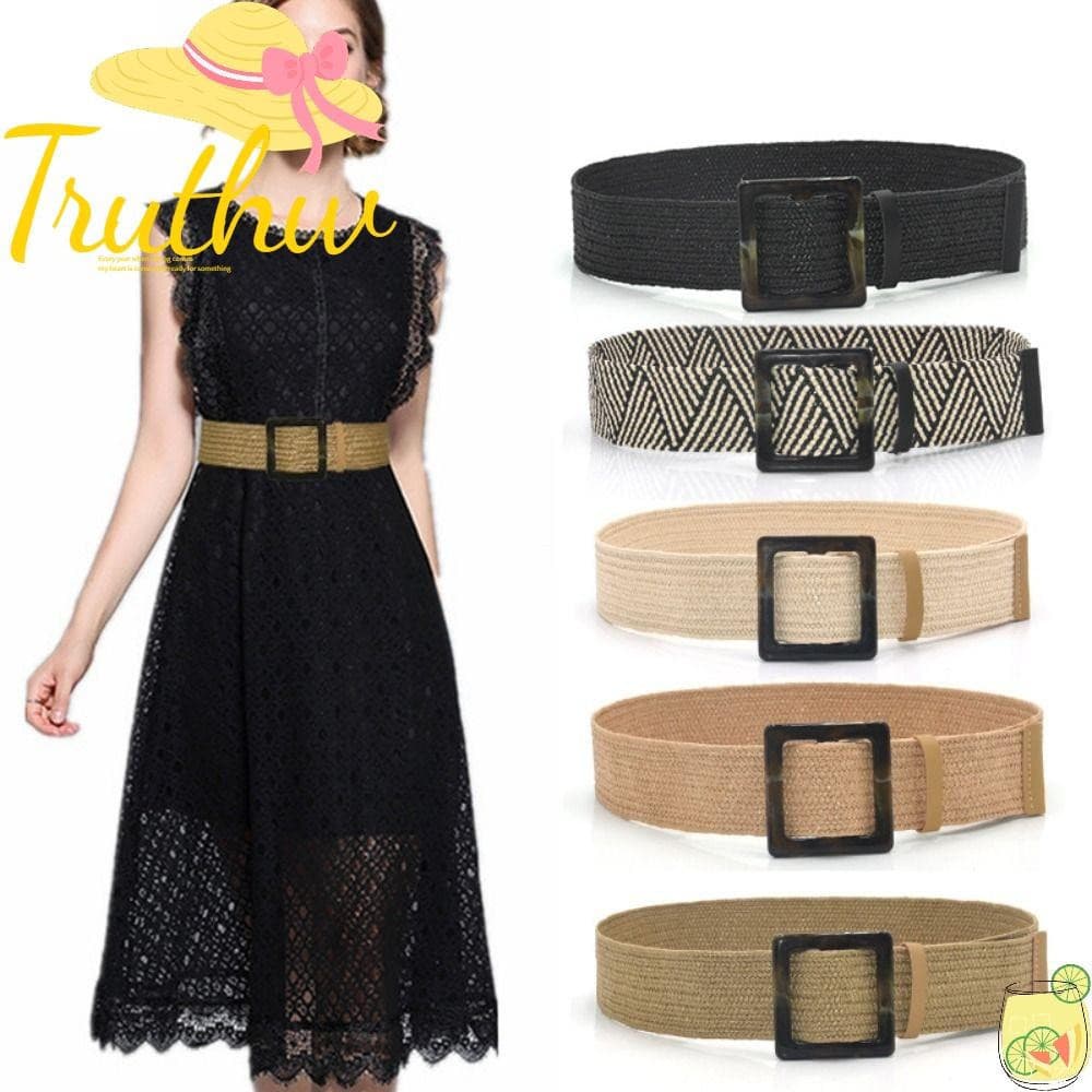 Cintura Trançada TRUTHW , Cinto Boêmio Com Fivela Quadrada Vintage , Vestido Feminino Casual Para Mulheres