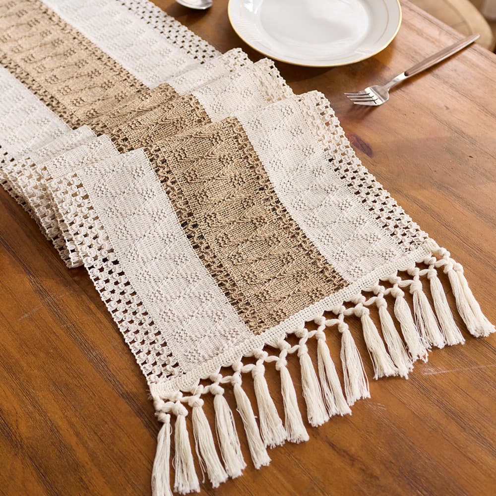 Caminho Mesa Macramê Algodão Franjas Estilo Boho Mesas Longas